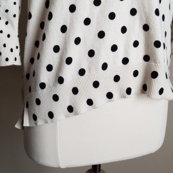 Cream polka dot 3/4 sleeve sweater Merona M - Picture 4 of 6
